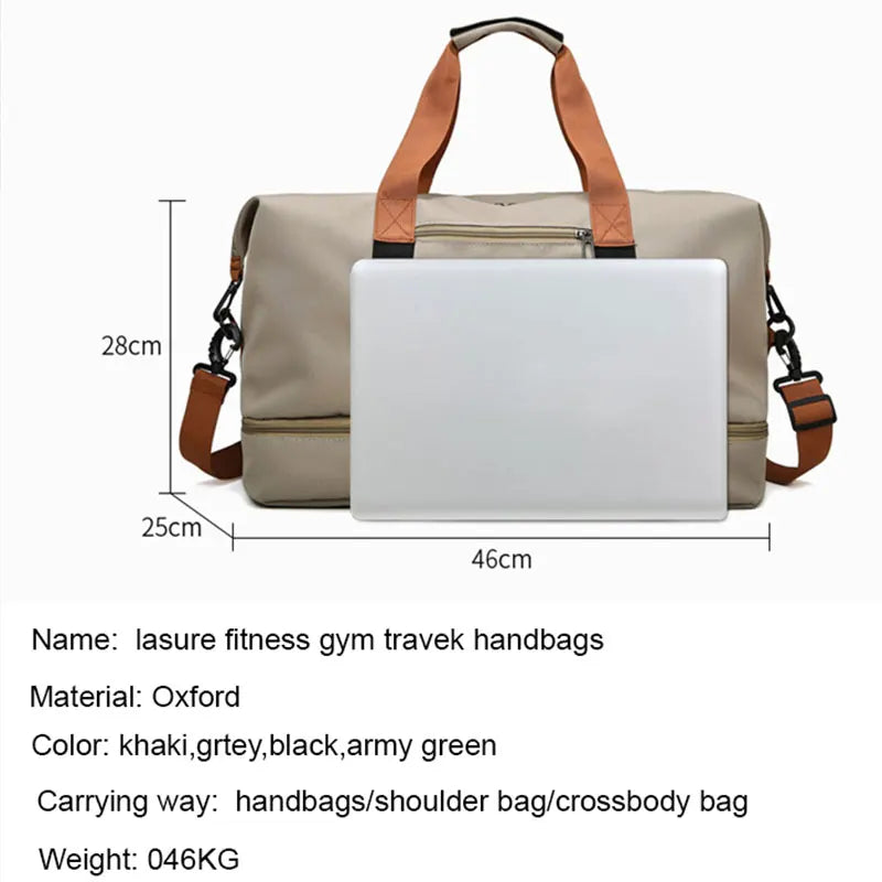 Versatile Travel Gym Bag - Portable Fitness Duffle & Crossbody Shoulder Bag for Weekend Getaways